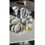 Milk glass, iris and herring bone vase