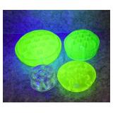 Uranium Glass+ Flower Frogs (4)