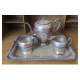 Academy Silver On Copper Teapot, Creamer+ (4)