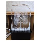 Carved Lucite Winter Scene Light Signed D. Harding
