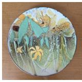 Hand Painted Floral Enamel Plate