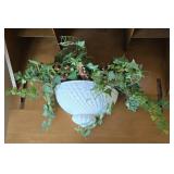 Italian Ceramic Wall Pocket w/ Faux Foliage