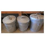 Galvanized Trash Cans w/ Lids (3)