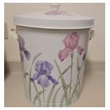 Painted Iris Metal Lidded Can