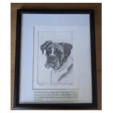Boxer Dog Etching Signed Packer