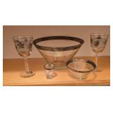 Silver Band Bowls & Glasses (5)