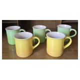 Le Creuset Green & Yellow Mugs (5)