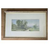 Old Mill Landscape Lithograph