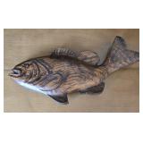 Hand Carved Wooden Bass Fish Art