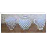 Fenton Hobnail Milk Glass Vases, Pitcher (3)