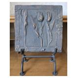 Bronze Tulip Relief Sculpture Tile w/ Stand