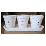 Ladybug, Bee, Dragonfly Planters w/ Tray (4)