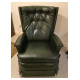 Green Leather Tufted Recliner Chair