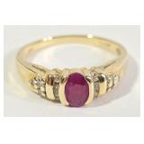 14k Diamond & Garnet Ring (6.5)