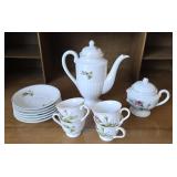 Fern Japan Hand Painted Cups, Saucers, Teapot+