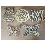 Owl, Butterfly+ Brass Trivets (5)