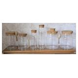 Glass Jars w/ Cork Lids & Spoons (6)