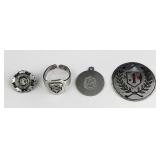 Sterling Silver Masonic Ring, Pendants & Pin