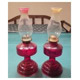 Red Flash Glass Oil Lamps