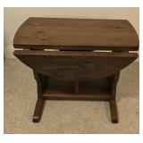 Rustic Wood Drop-Leaf Accent End Table