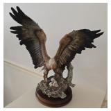 Bald Eagle w/ Babies Sculpture Signed Giuseppe