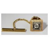 14k Gold & Diamond Square Tie Tack
