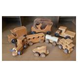 Handcrafted Wood Toy Trains, Cars (8)