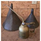Vintage Oil Can & Funnels (3)