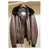 Jeffrey Banks Brown Leather Bomber Jacket (48L)