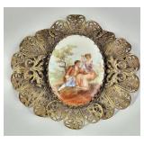 Victorian Hand Painted Porcelain Brooch