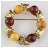Amber Guild 12k GF Wreath Brooch
