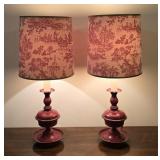Red Toile Print Lamps