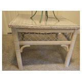White Rattan Glass Top Table