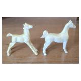 Cream Painted Metal Horse Figurines