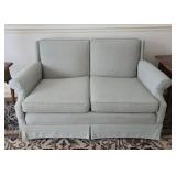 Green Pattern Upholstered Fabric Loveseat Sofa