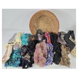 Multi-Color Silk, Wool, Fancy Fur Scarves w/