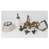 Amtique Brass Hanging Light Fixture & Parts