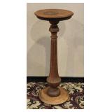 Georgian Tiger Oak Pedestal Stand w/ Claw Feet