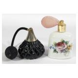 Black Glass & Porcelain Perfume Atomizers