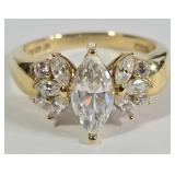 14k Gold & CZ Cluster Wedding Ring (7)