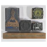 Antique Copper & Wood Notre Dame Printing Blocks