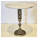 French Style Marble Table w/ Brass Filigree Base
