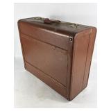 Vintage Gold Bond Brown Leather Suitcase