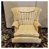 Hollywood Regency Channel-Back Wing Chair