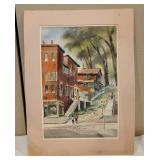 Street Scene Watercolor By Edward Basker