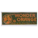 Drink Wonder Orange 5 Cent Soda Tin Sign