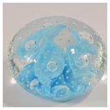 Joe St. Clair Art Glass Blue Floral Bubble Paper