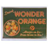 Drink Wonder Orange 5 Cent Soda Tin Sign