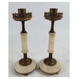 Alabaster & Brass Candlestick Holders