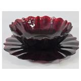 Anchor Hocking Red Serving Bowl & Plate